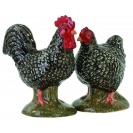 "Marans " Poule et coq - Salière er poivrière "Quail"