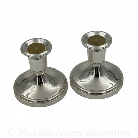 Bougeoirs en métal argentés - Set de 2