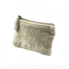 Pochette 12 x 17 cm en velours beige "Chic Antique".