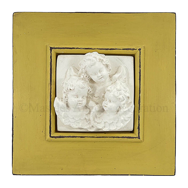 Mini Cadre Décoratif En Plâtre Rectangulaire, Motif Anges, Couleur Blanc - Marque Graine Créative, Neuf, Fabriqué En France
