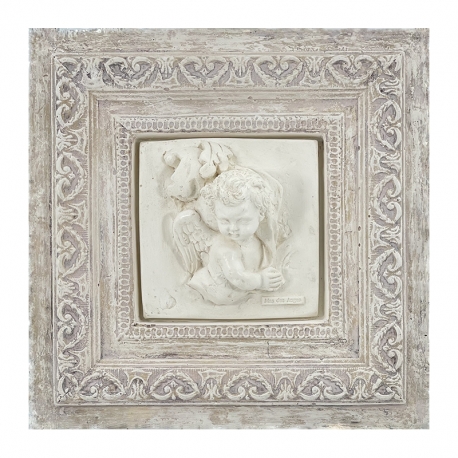 Cadre en plâtre - Henry-rose poudré - motif  "Ange"