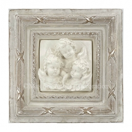 Cadre en plâtre "Josephine" blanc et brun - motif "3 Anges"