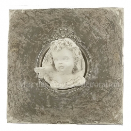 Cadre en plâtre "Antoinette" gris et taupe  - motif "Gabriel"