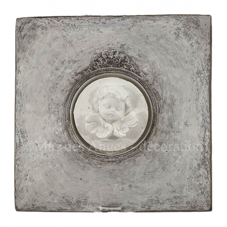 Cadre "Antoinette" gris perle et brun - motif - Angelot
