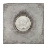 Cadre en plâtre - Antoinette - gris perle et brun - motif  Angelot