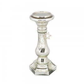 Bougeoir en verre façon mercurisé avec étoile