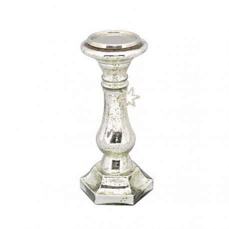 Bougeoir en verre façon mercurisé avec étoile