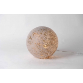Lampe Boule en verre blanc et doré 29 cm.