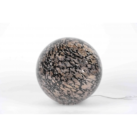 Lampe boule en verre noir et or 38 cm.