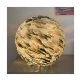 Lampe boule en verre brun/vert 38 cm.