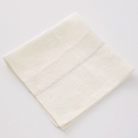 Serviette de table "Rythmo"   45 x 45 cm  -  Blanc /Ficelle