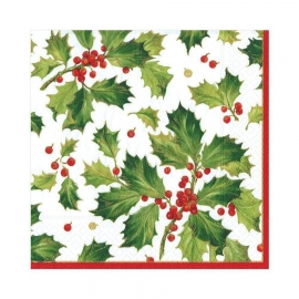 Serviettes en papier - lunch - "White Gilded Holly"