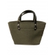 Sac en laine vert avec pochette et boutons pressions