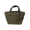 Sac en laine feutrée vert avec pochette et boutons pressions