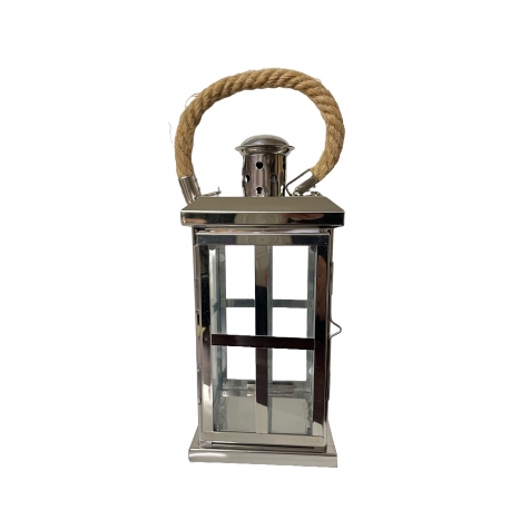 Lanterne en acier inoxydable  12 x 12 x 27 cm
