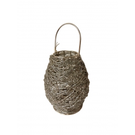 Lanterne "Aloisa" en perles argentées 15 x 15 cm