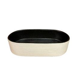 Plat oval 18 cm - Notos - crème et noir