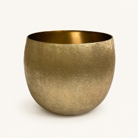 Cache-pot rond en aluminium doré – 15 × 15 × 14 cm