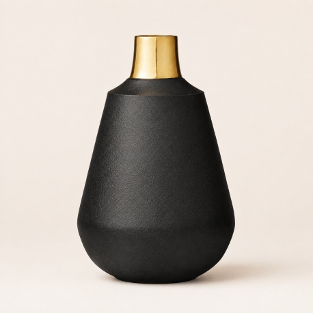 Vase Vienna en métal noir texturé et doré Lene Bjerre de 25 cm