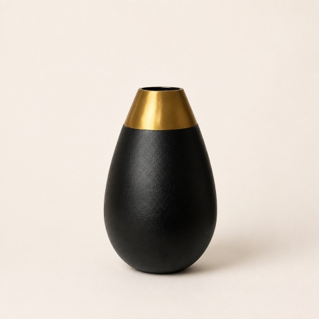 Vase Vienna en métal noir et doré – Lene Bjerre – 26 cm