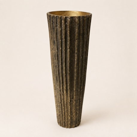 Grand vase Marianna en métal doré patiné – 42 cm