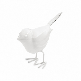 Oiseau décoratif en métal blanc Luftikus – 14 × 6 × 10 cm