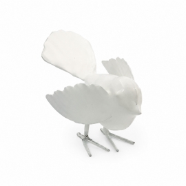 Oiseau décoratif en métal blanc Luftikus – 10 × 7 × 6 cm