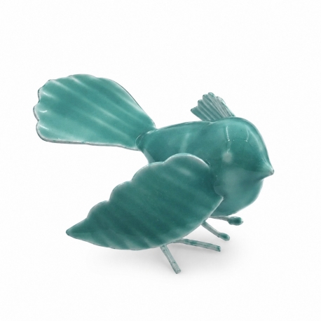 Petit oiseau décoratif Luftikus en turquoise 10 cm métal bleu 