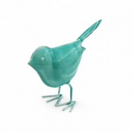 Oiseau décoratif en métal bleu turquoise Luftikus – 14 × 6 × 10 cm