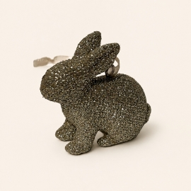 Petit lapin décoratif doré à suspendre – 5 cm