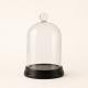 Delia petite cloche en verre avec support en bois noir