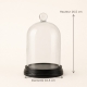 Delia petite cloche en verre avec support en bois noir