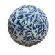 Boule décorative Navah en céramique blanche et bleue – diamètre 8 cm