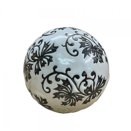 Boule décorative Navah en céramique blanche et noire – 6 cm