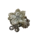 Fleur décorative à pince en métal argenté et pétales ivoire nacrés – 11 cm