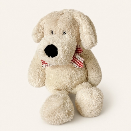 Petit chien décoratif crème – hauteur 30 cm.