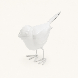 Oiseau décoratif Luftikus en métal blanc brillant 14 cm