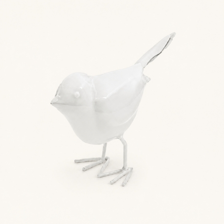 Oiseau décoratif Luftikus en métal blanc brillant 14 cm