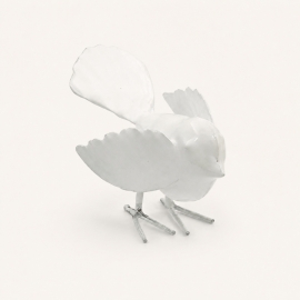 Oiseau décoratif Luftikus en métal blanc brillant 14 cm