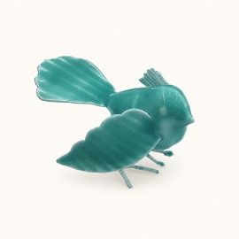 Petit oiseau décoratif Luftikus en turquoise 10 cm métal bleu 
