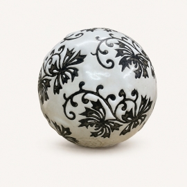 Boule décorative Navah en céramique blanche et noire – diamètre 6 cm
