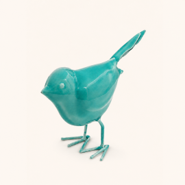 Oiseau décoratif Luftikus en métal bleu turquoise 14 cm