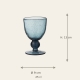 Dimensions du verre Agine Indigo Blue : hauteur 13 cm, diamètre 9 cm, 25 cl