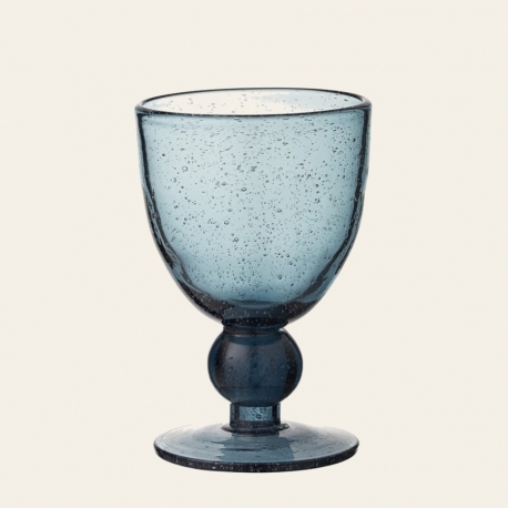 Verre à vin Agine Indigo Blue 25 cl en verre bullé — Lene Bjerre