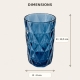 Dimensions du verre Diamond bleu – H 12,5 cm × D 8 cm