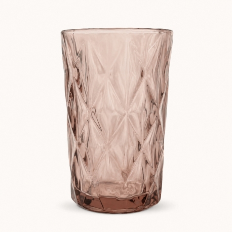 Verre à eau Diamond rose au décor géométrique en relief, vendu à l’unité.