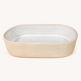 Petit plat ovale Nótos crème en grès fin – 18 cm