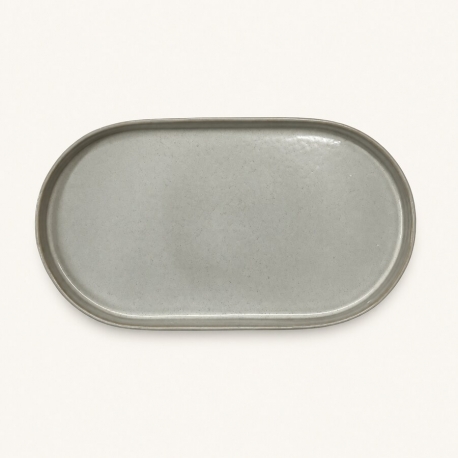 Plat ovale Nótos crème en grès fin Costa Nova, 36,5 x 20,5 cm.