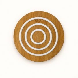 Dessous de plat rond en bambou et silicone blanc - Ladelle
