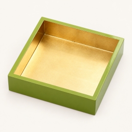 Porte-serviettes lunch en bois laqué vert et doré - Caspari